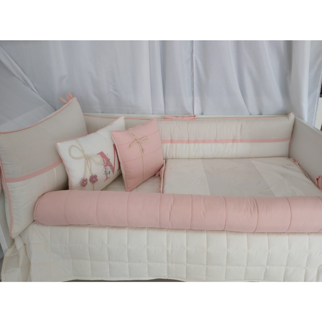 Kit Berço Americano Menina Bita Rose Blush 11 Peças Algodão