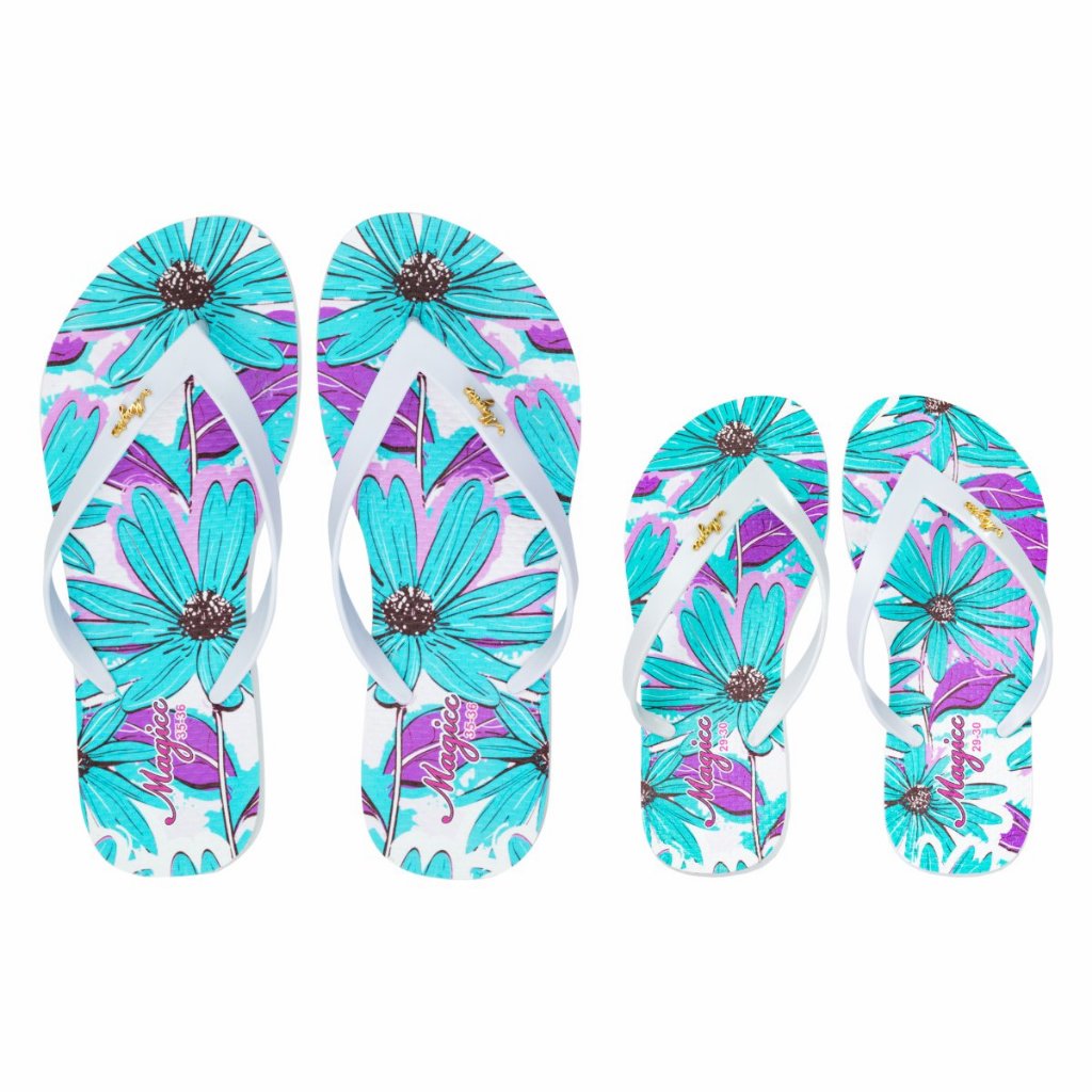 Chinelo Feminino Mãe e Filha Chinelo Feminino Chinelo Infantil Slim Flores Magicc Bolsas CMF-005