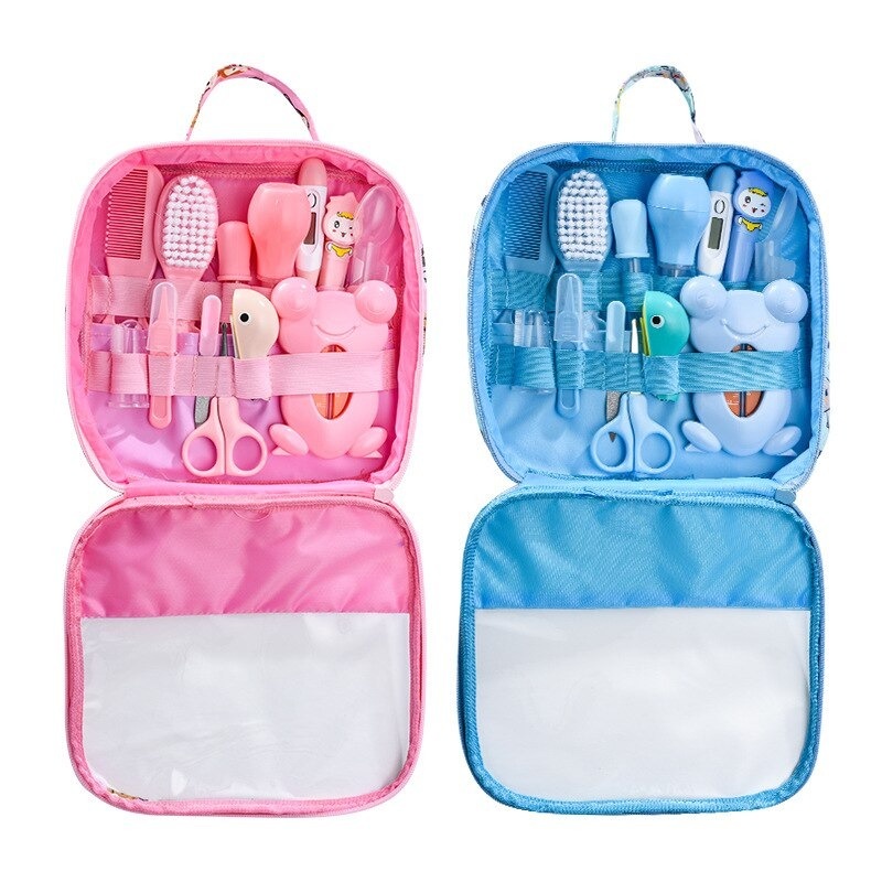 Kit Higiene 13 Peças Cuidados Bebê Recém Nascido Presente Azul e Rosa