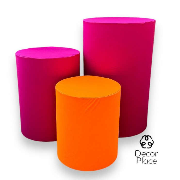 Kit Capa Trio de Cilindro  Decoração Festa - 2 PINK E 1 LARANJA em Oferta na Shopee