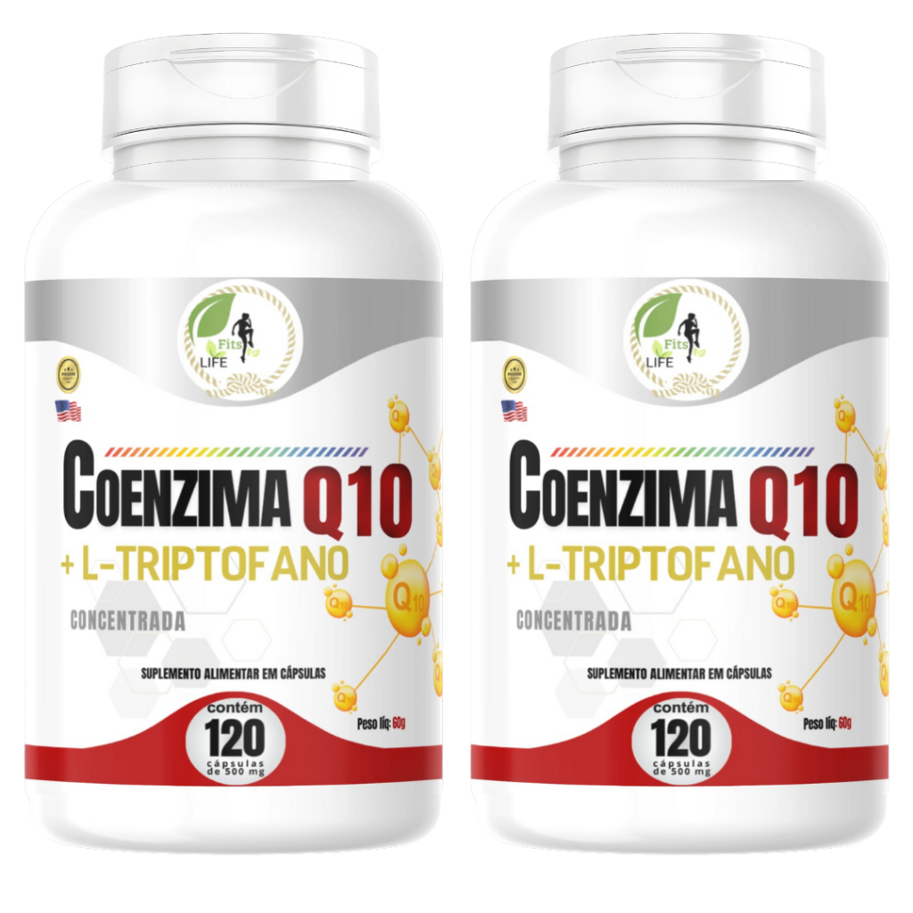 Kit Com 2 Un Coenzima Q10 Ubiquinona 100mg Concentrada 240 Cápsulas - Fits Life *