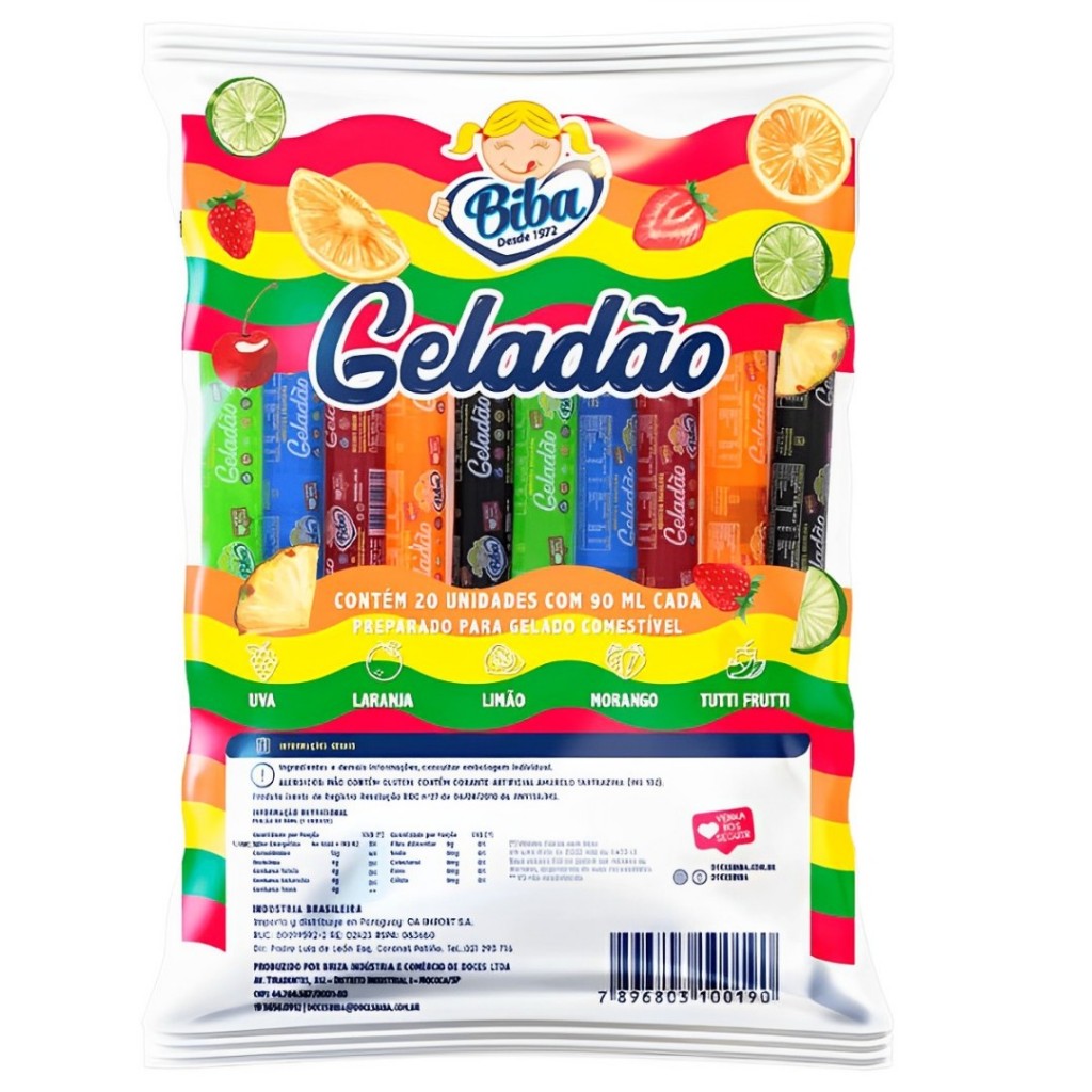 Geladão Americano Sacolé C/20 Unidades 90ml Biba