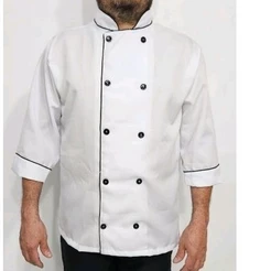 Dolma Chef De Cozinha uniforme gastronomia Branca Com Detalhes Pretos