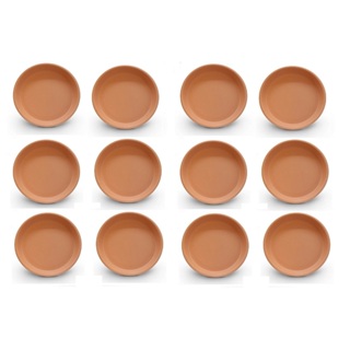 12 Pratos De Barro Redondo 12cm Para Vaso De Planta Artesanato em Oferta na Shopee