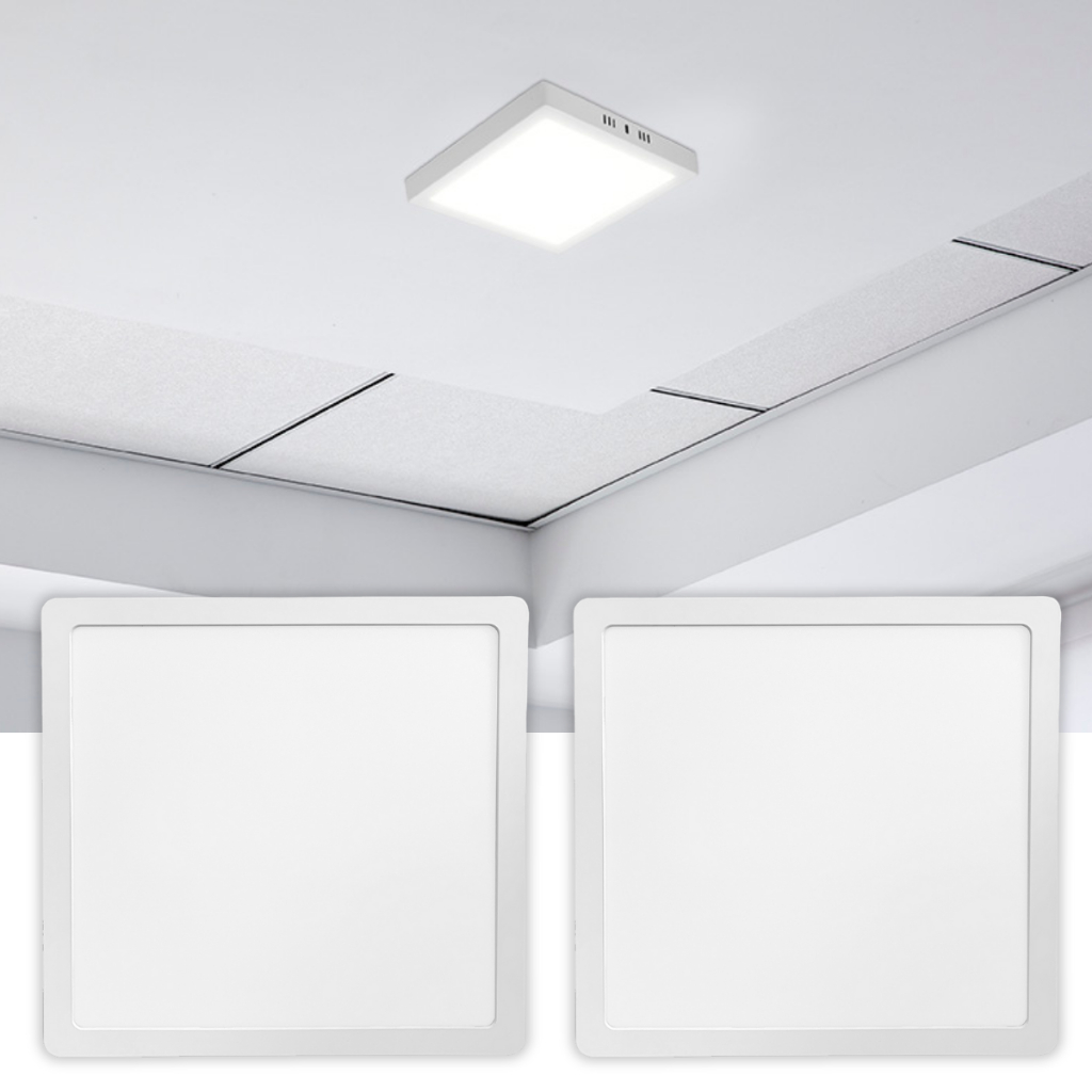 Kit 2 Painel Plafon 24W Luminária Teto LED Play Sobrepor Quadrado Bivolt 3000K 4000K 6500K Blumenau