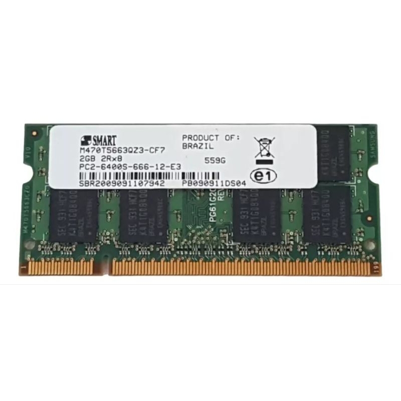 Memória Ram Smart 2Gb DDR2 800Mhz PC2-6400S para Notebook