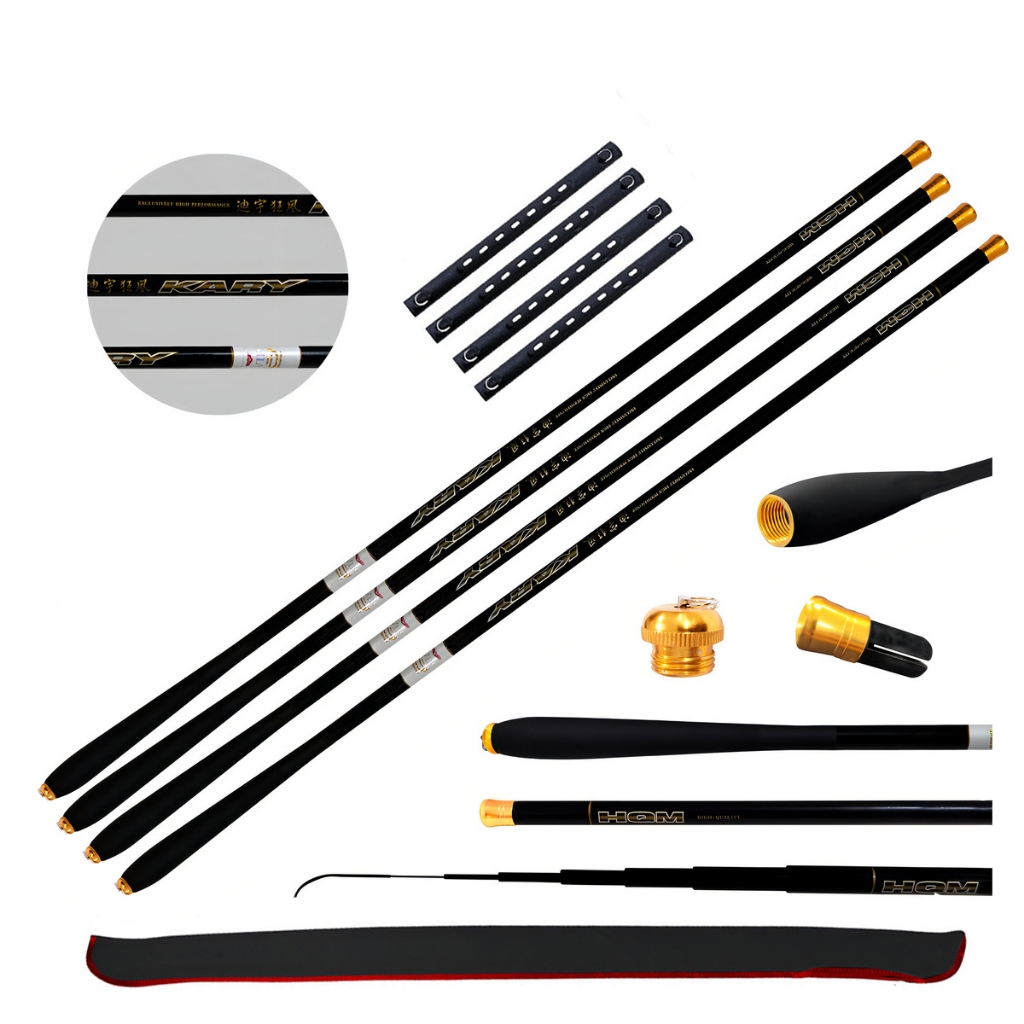 Kit 4 Vara Pesca Telescópica Fly Fishing 3,60M Mão 100% Fibra Carbono 8Lbs Ligth Kary Enrolador