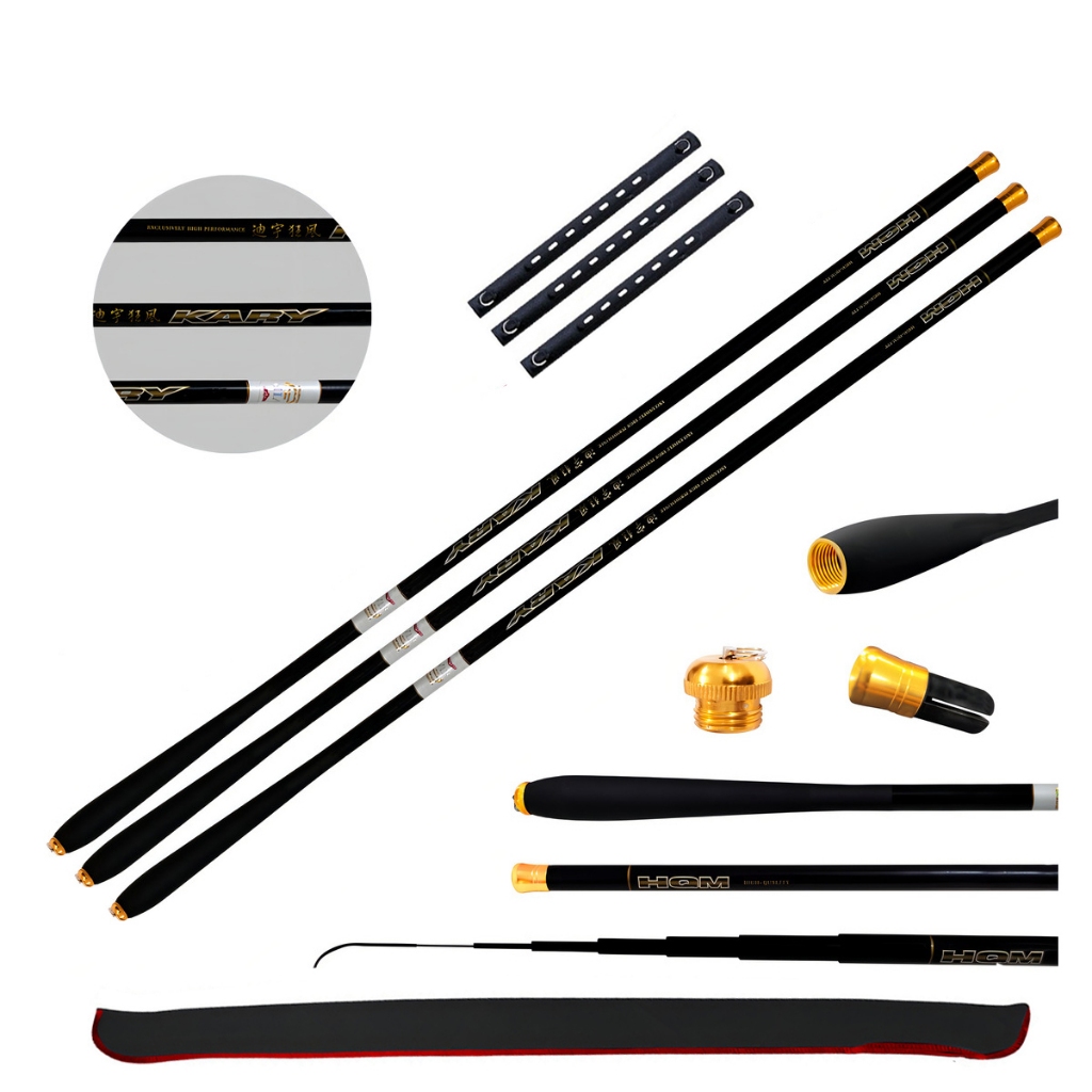 Kit 3 Vara Pesca Telescópica 3,60M Mão Fly Fishing 100% Fibra Carbono 8Lbs Ligth Kary Enrolador Capa