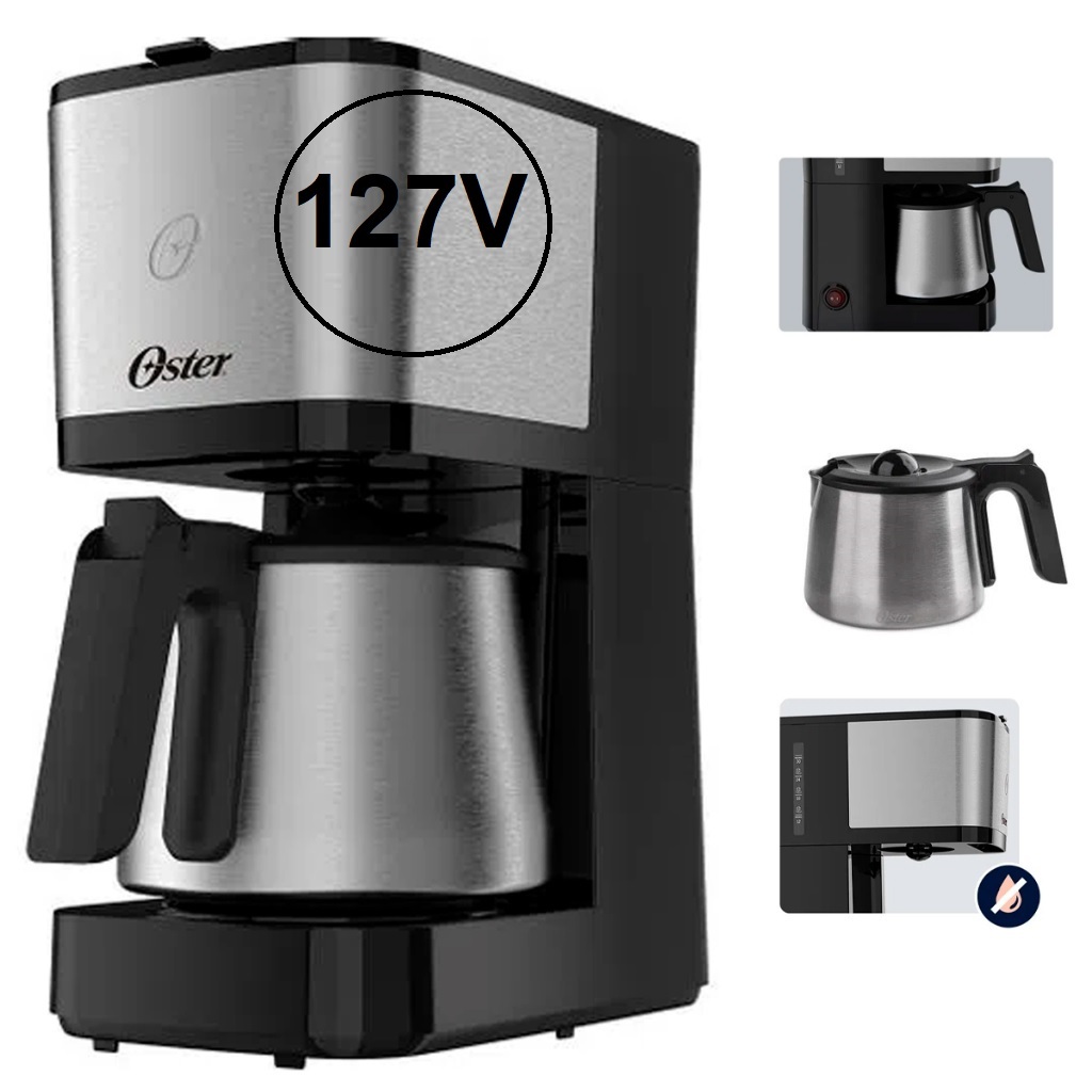 Cafeteira Eletrica Oster Jarra Inox Ocaf650 1,2L 750W 32 Xíc Compacta Moderna Antigotejamento 127v