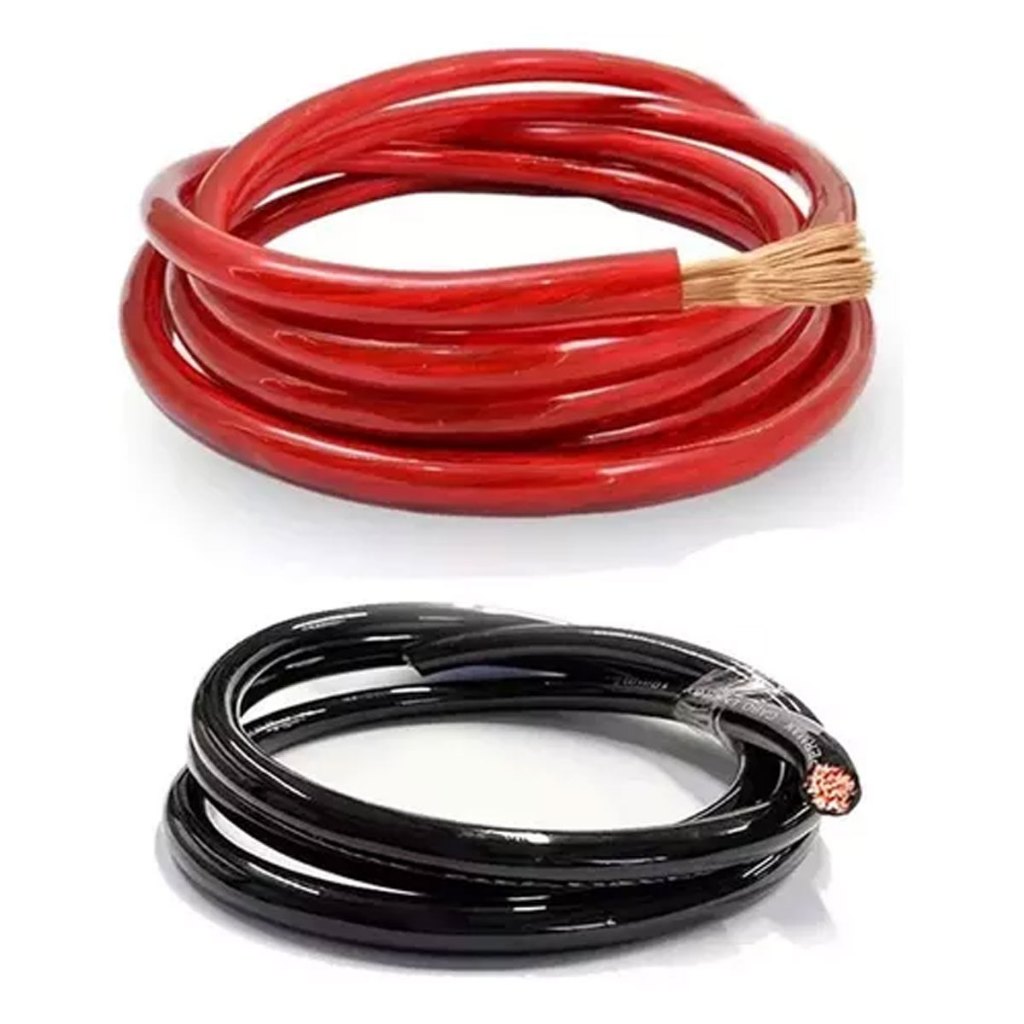 Kit Cabo Alimentação Som Permak 21mm 6 Metros Vermelho + 2 Metros Preto