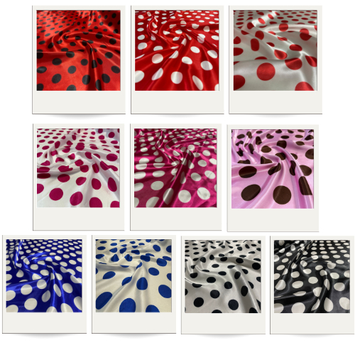 Tecido Cetim Estampado Poá Diversas Cores 1,40m fantasias e festas Tecido Cetim Estampado Poá Diversas Cores 1,40m fantasias e festas