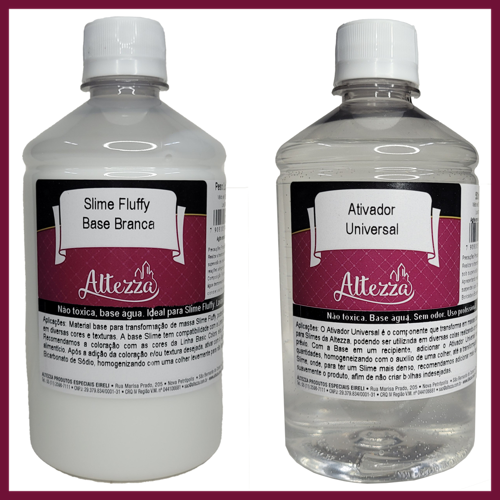 Kit Premium Cola Fluffy 500g + Ativador Universal 500ml Altezza - Kit Slime Atividade Sensorial