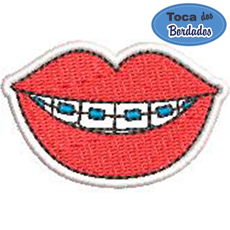 Patch Bordado Boca com aparelho 3x5 cm Cód.3331 Você escolhe a fixação!