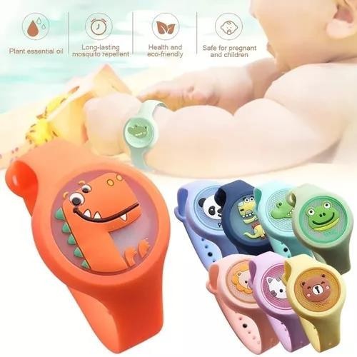 Relógio infantil com pulseira com estampa de desenho animado luminoso repelente de mosquitos portátil repelente