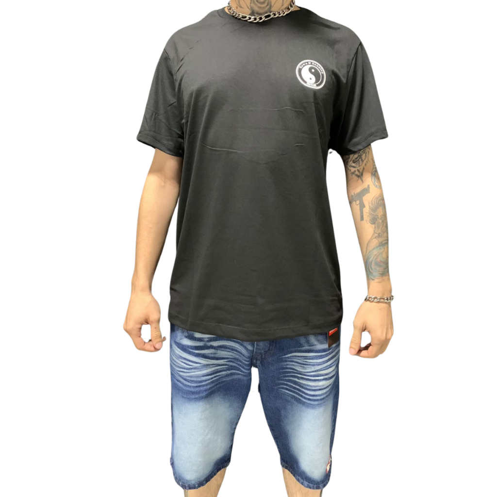 Conjunto Cyclone Bermuda Jeans e Camiseta Preta Town&Country