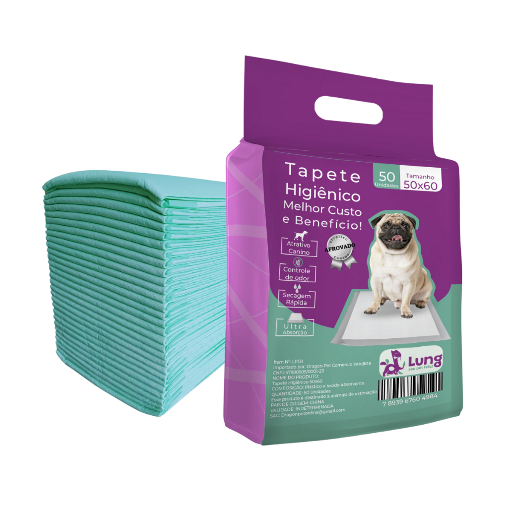 Tapete Higienico 50x60cm para Cachorro Pet Absorvente 50un Econômico Fralda Adesivo Custo-benefício