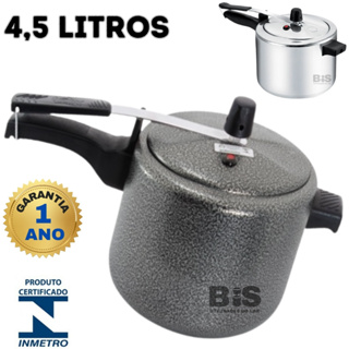 Panela De Pressao 4,5L Com Ótima Pressão Capacidade 4,5L Certificado Inmetro Polida Ou Preta em Oferta na Shopee
