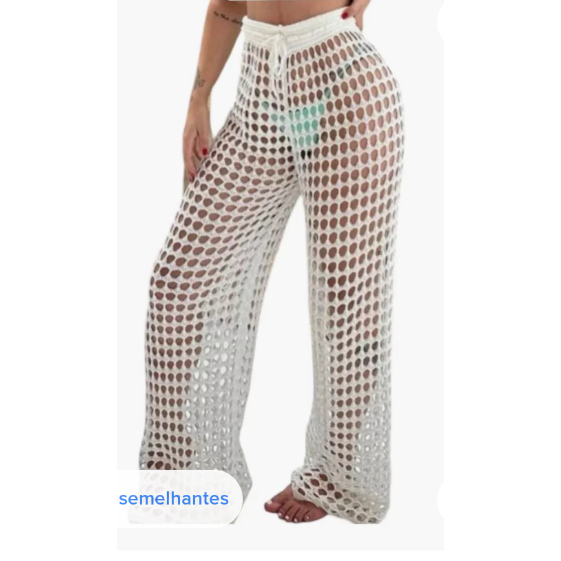 Calça Saída De Praia Tricot Crochê verão em Oferta na Shopee
