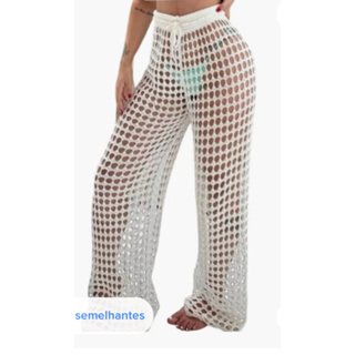 Calça Saída De Praia Tricot Crochê verão em Oferta na Shopee