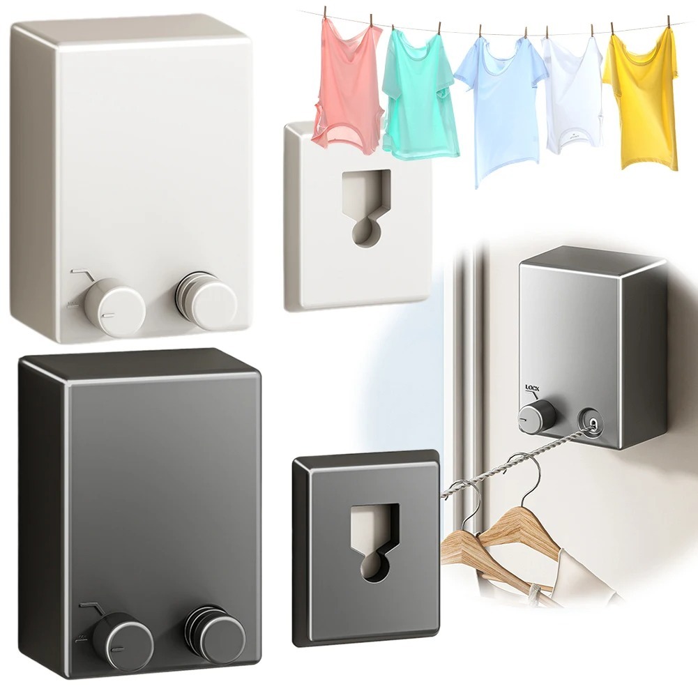 Varal De Parede Retrátil Fio Aço Inoxidável Suporta Até 20kg em Oferta na Shopee