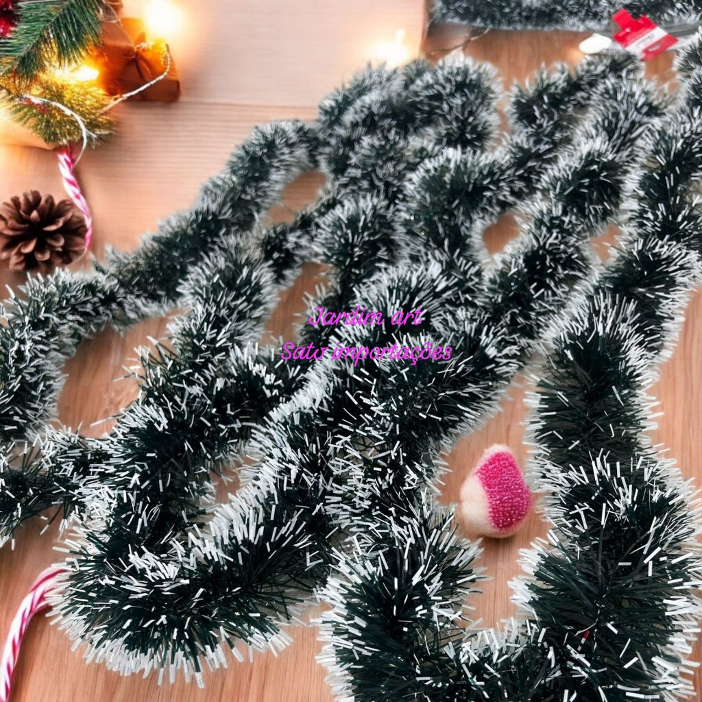 kit de 10 metros de Pluma de Natal Luxo Grosso festão natalino Nevado