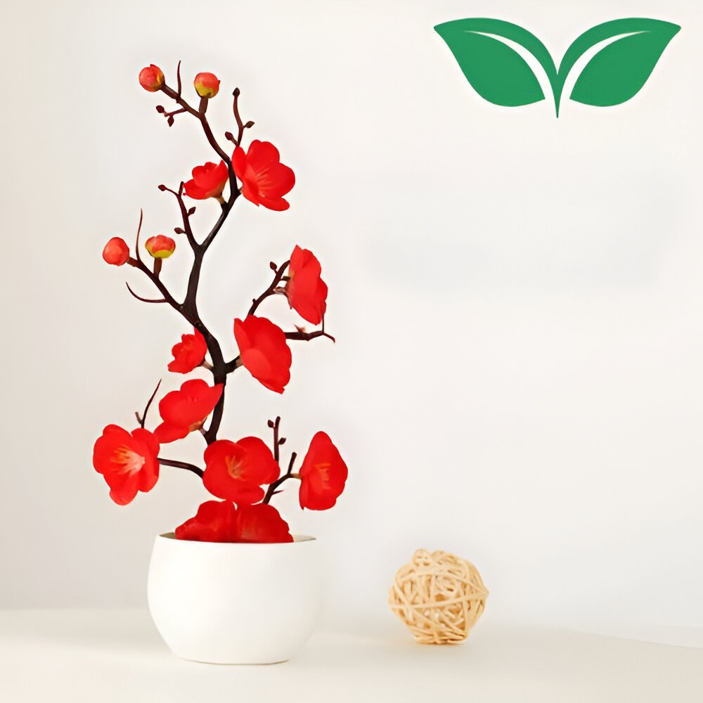 Planta Artificial Bonsai com Vaso Flores de Cerejeira e Pêssego para Decoração de Casa Flor Jardim