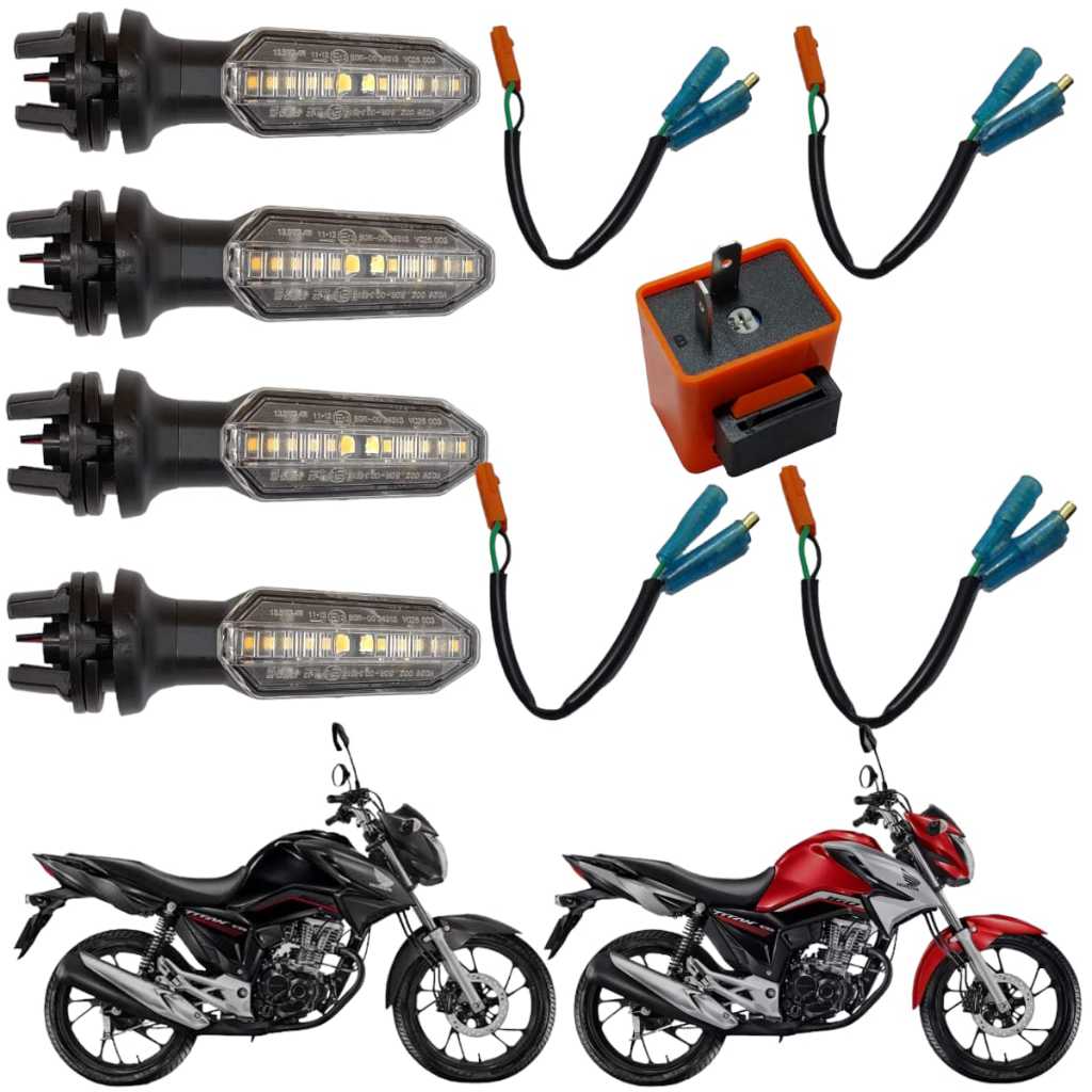 Kit 4 Pisca Led Cb Twister + 4 Adaptador de Pisca Led + Rele 2 Pinos 12v Titan Fan 160 2016 a 2024 em Oferta na Shopee