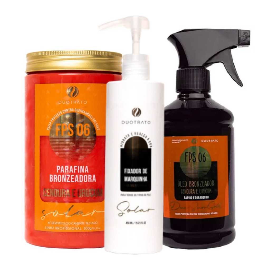 Kit Bronzeamento Natural Parafina + Óleo Bronzeador + Fixador Duotrato em Oferta na Shopee