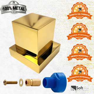 Acabamento Registro De Chuveiro Todo Metal + Conversor Para Registro Docol Dourado em Oferta na Shopee