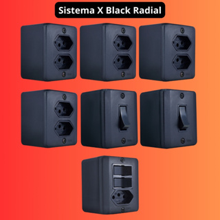 Kit 7 peças Tomadas e Interruptores Sistema X Black RADIAL em Oferta na Shopee