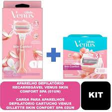 Aparelho Depilatório Recarregável Venus Skin Confort Spa + a para Aparelhos Depilatório Cartucho Venus Gillette Confort