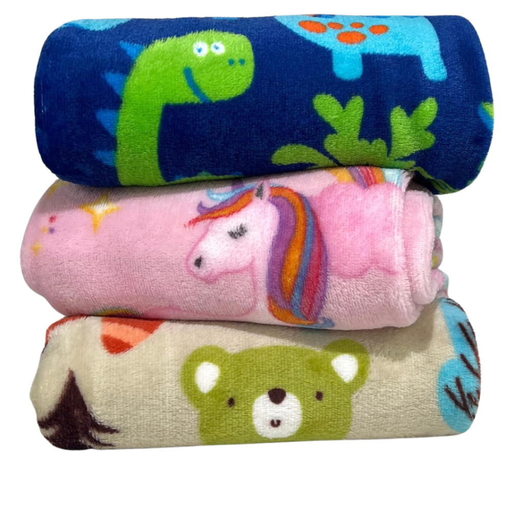 Manta Cobertor de Bebe Estampada 0,70 x 1,00m Menina e Menino Cobertinha de Berço