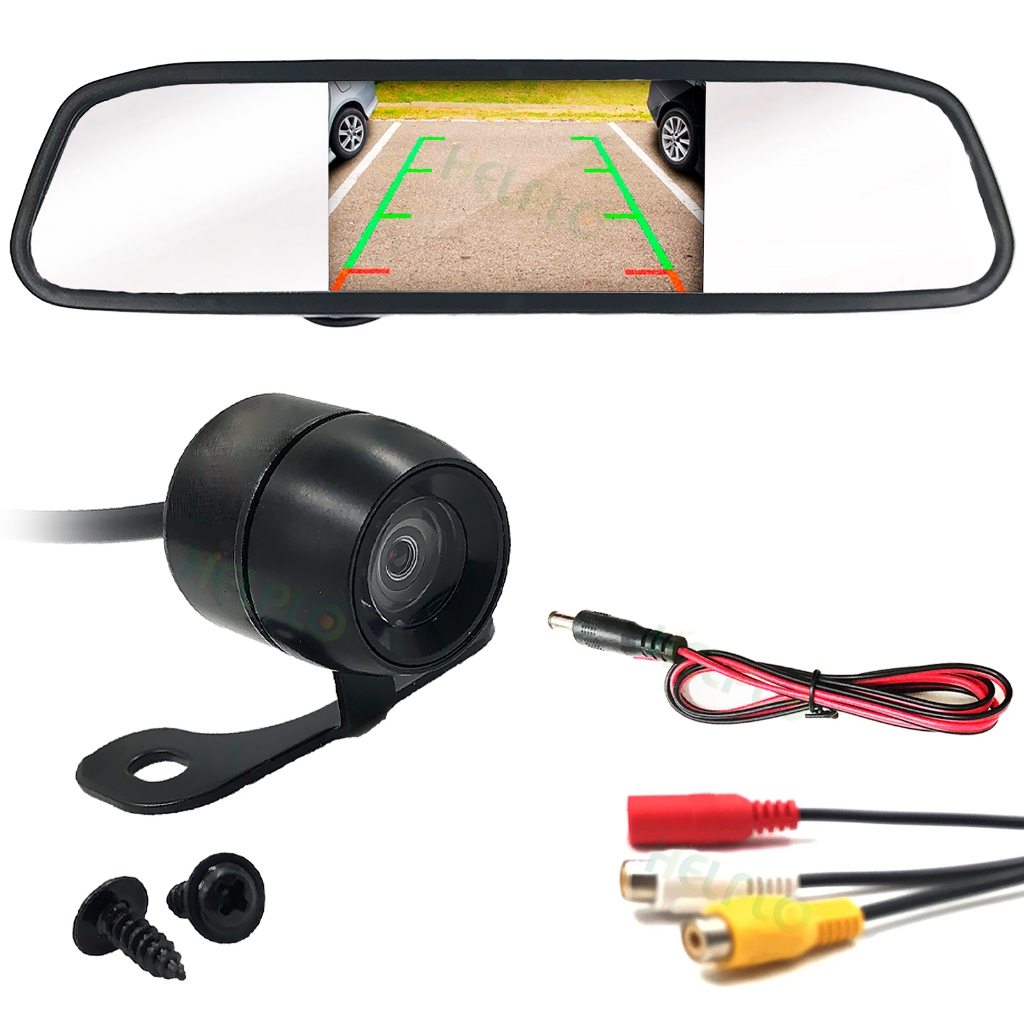 Retrovisor Visor Espelho Tela Lcd Veicular + Câmera De Ré