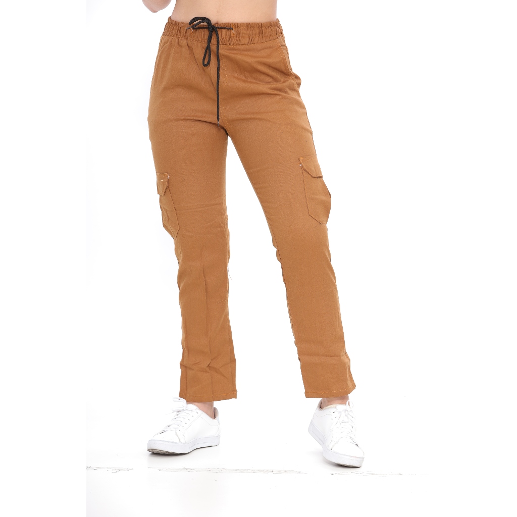 Calça Cargo Feminina jeans ou Sarja Cordão Varias CoreS