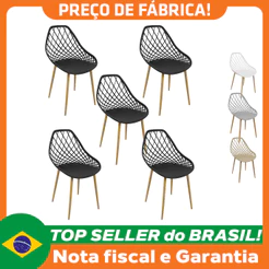 Kit 5 Cadeiras Cleo Cloe Clarice Web Jardim Assento Polipropileno