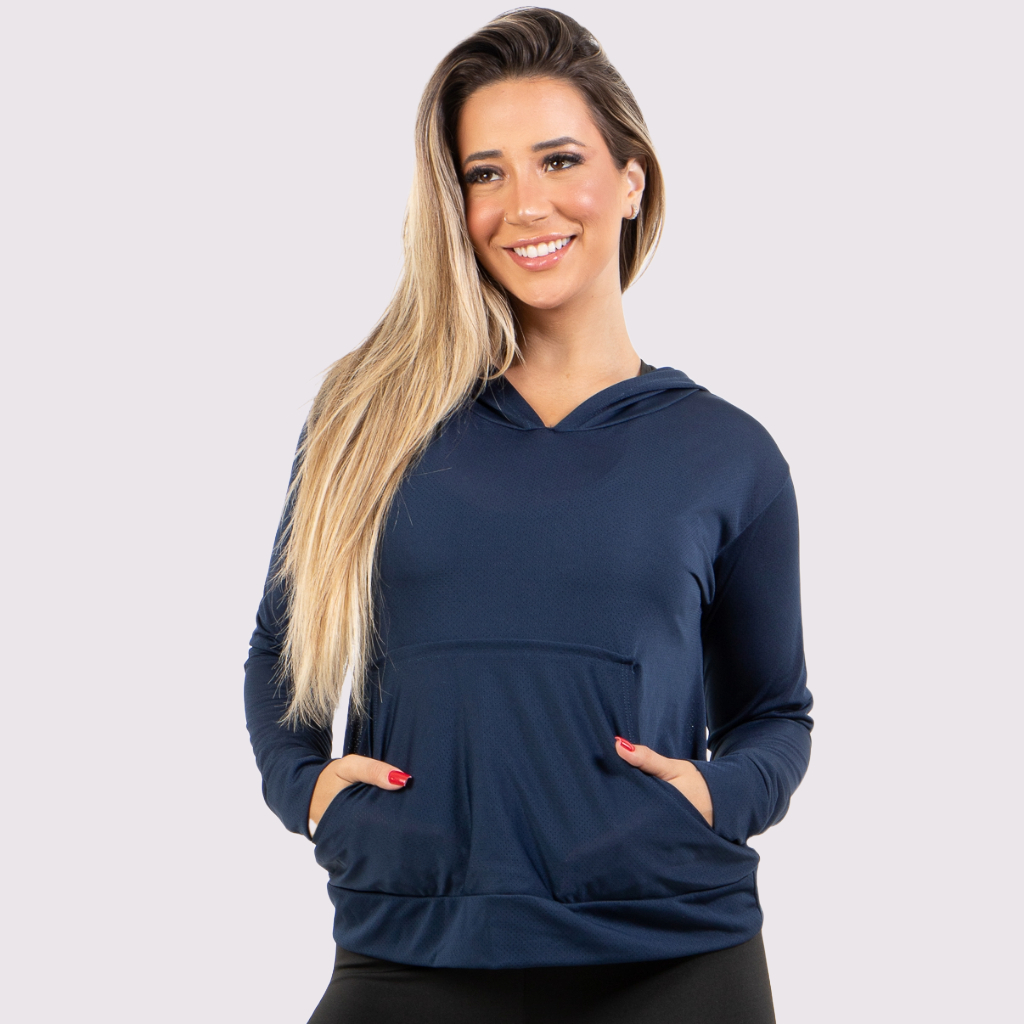 Casaco Fitness Feminino Dry Fit Leve com Capuz Academia Corrida Treino