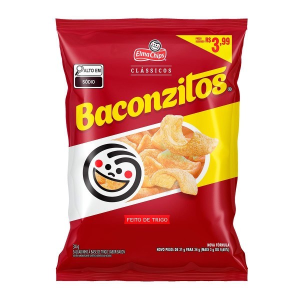 Salgadinho Baconzitos 32g Elma Chips em Oferta na Shopee