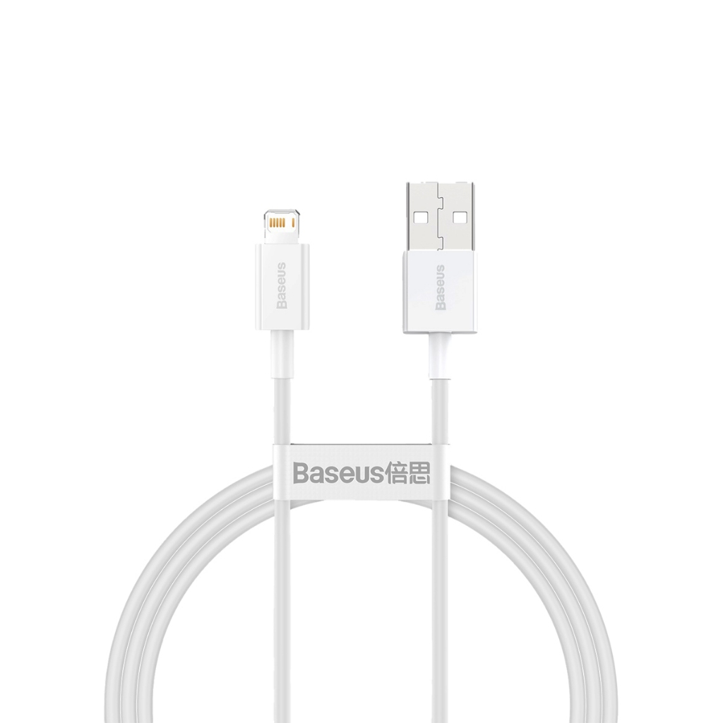 Baseus Cabo Usb P/ Lightning iPhone 2.4a 480Mbps Rápido 1m Cor Branco iPhone X 11 12 13 14 Pro Max