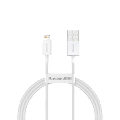 Baseus Cabo Usb P/ Lightning iPhone 2.4a 480Mbps Rápido 1m Cor Branco iPhone X 11 12 13 14 Pro Max