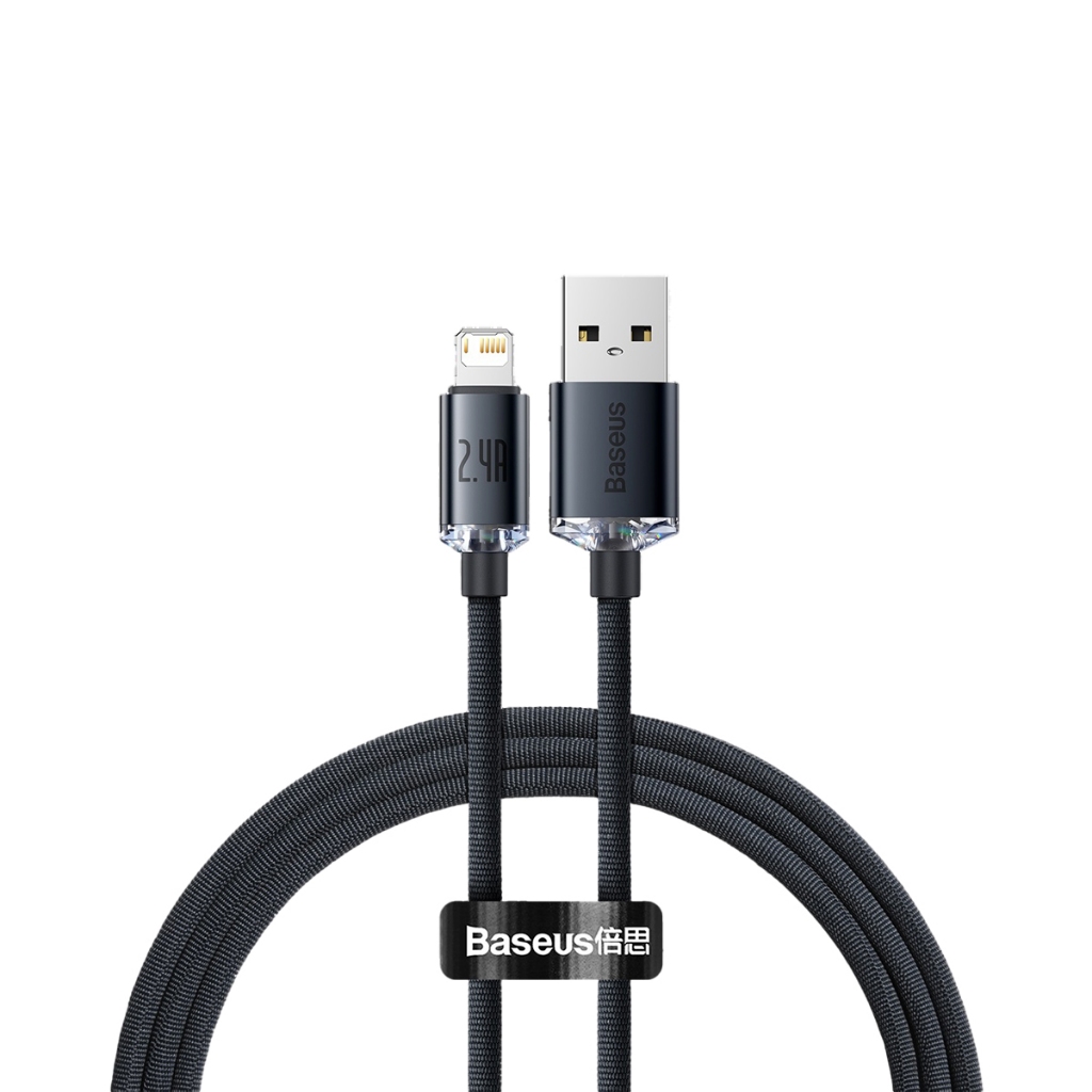 Baseus Cabo Usb P/ Lightning iPhone 7 8 9 X XR 11 12 13 14 Pro Max Crystal Shine Fast 2.4a 1,2m - Mobile & Gadgets