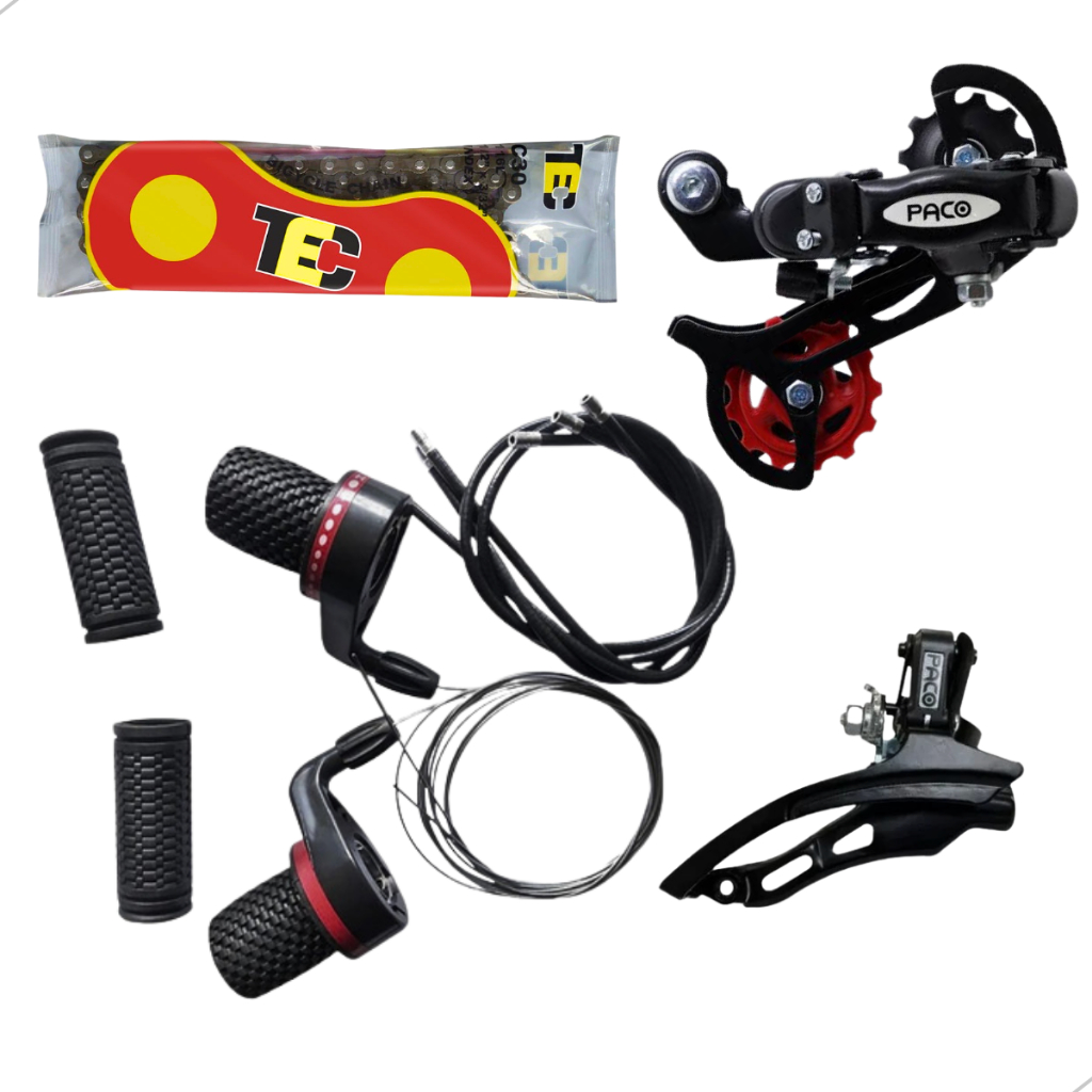Kit Relação Bicicleta 18 ou 21 Velocidades Trocador Marcha Câmbio Catraca Corrente