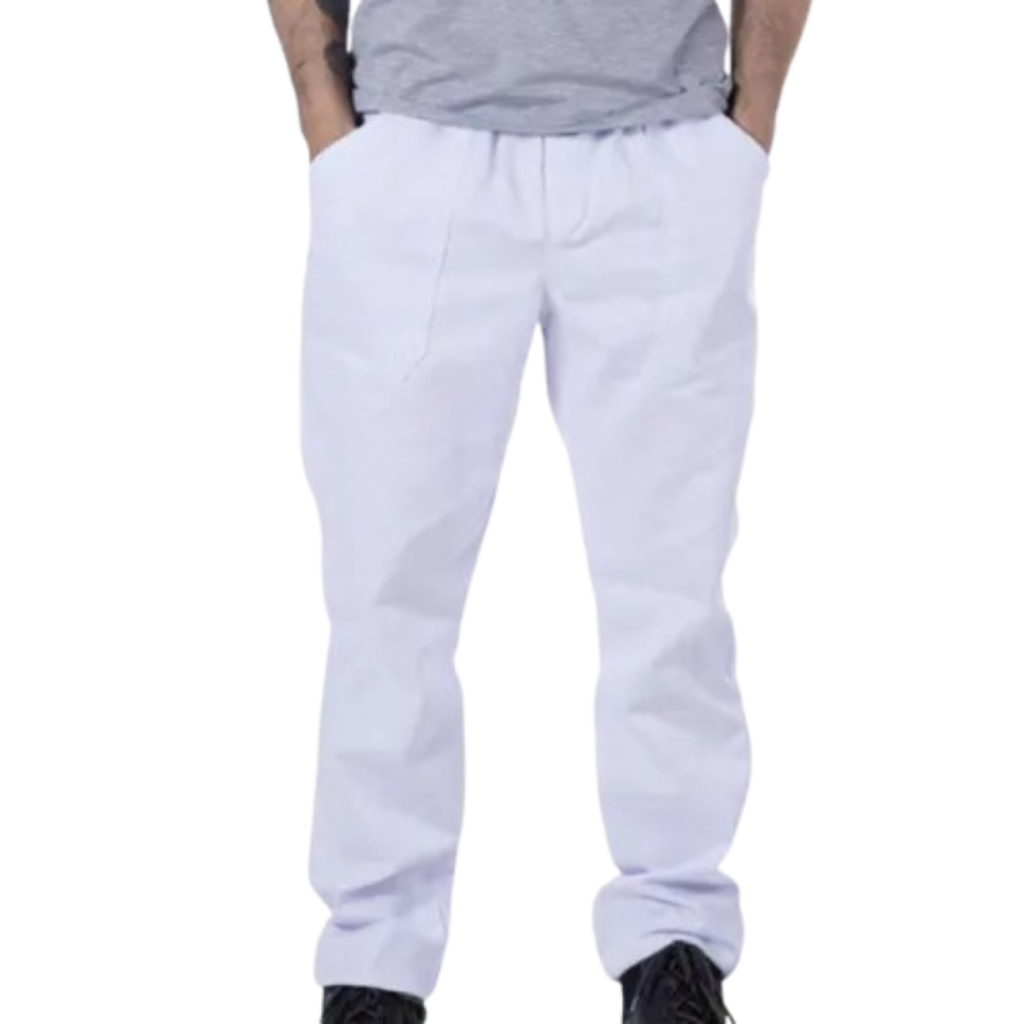 Calça Brim Branca Pesado 100% Algodão Uniforme Profissional Mercado Padaria Açougue Confeitaria Cozinheiro 4 Bolsos em Oferta na Shopee