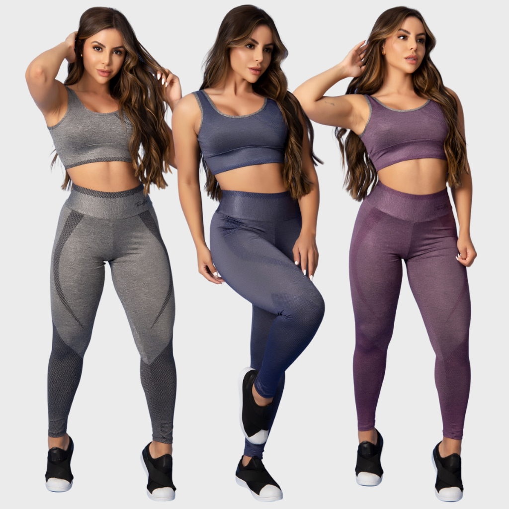 Conjunto Feminino Fitness Academia Sublimada Estampada Tarelles