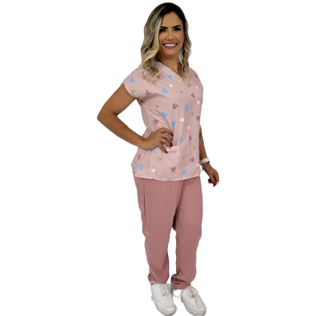 Conjunto estampado desenho infantil personagens enfermagem pediatria  Scrub Pijama Cirurgico