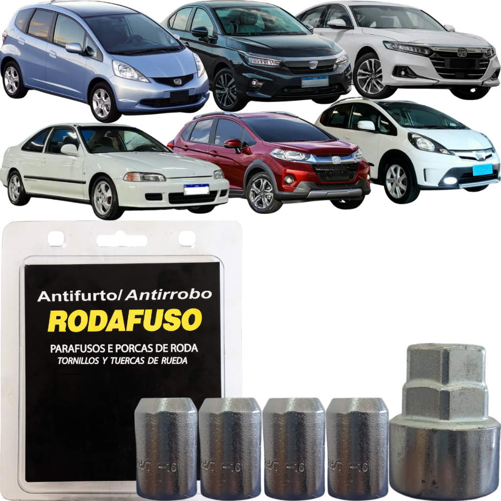 Jogo de Porcas Antifurto Roda Cromada 6CRAE MINI Rodafuso