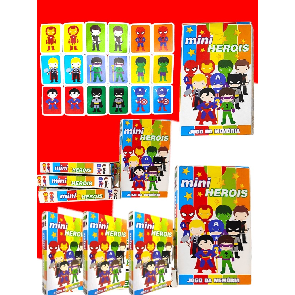 Kit 40 Jogo Da Memoria Mini Herois Infantil P/ Kit Festa Aniversario Lembrancinha Quermesse novo em Oferta na Shopee