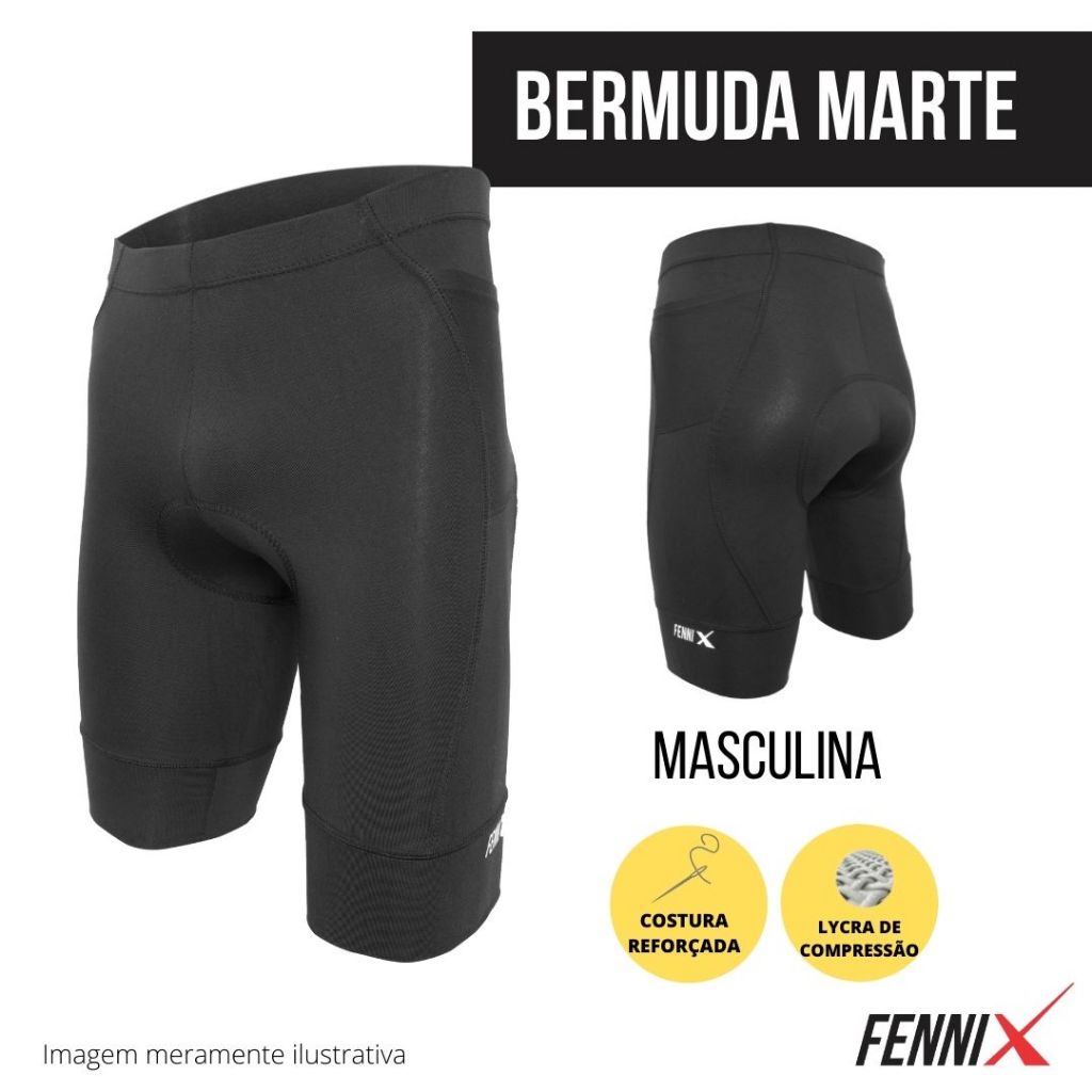 BERMUDA CICLISMO LYCRA DE COMPRESSÃO MASCULINA / FORRO DE ESPUMA