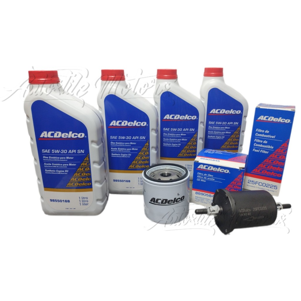 Kit Revisão 4 Litros Óleo 5W30 sintético + 1 Filtro Óleo + 1 Filtro Combustível Original GM ACDelco em Oferta na Shopee