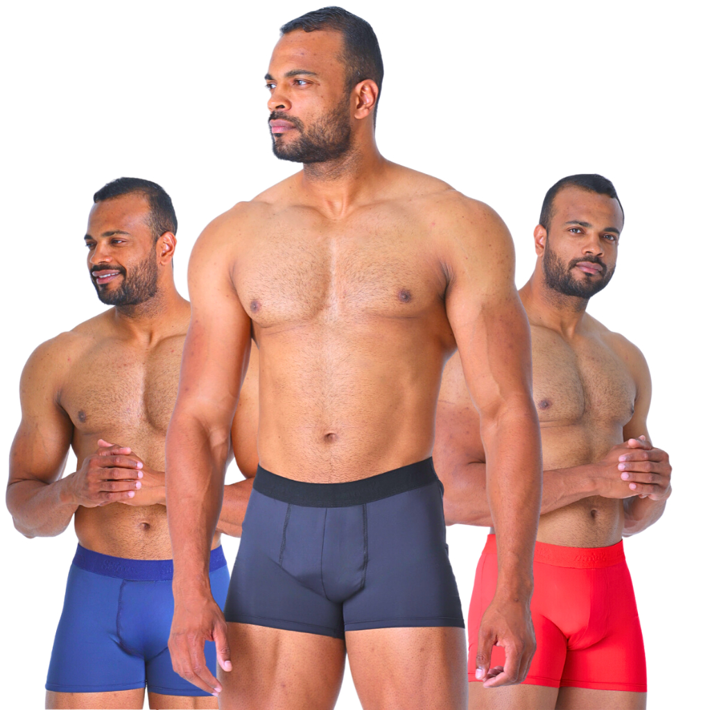 Kit 3 Cueca Boxer Masculinas Poliamida Elastano Forro 100% Algodão Tecido Gelado Marca Original Lisa