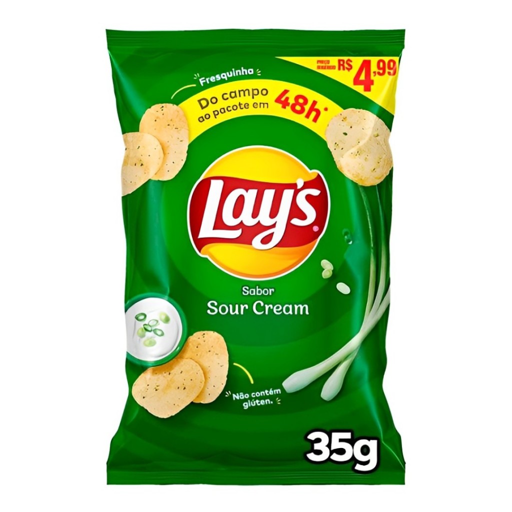 Batata Lay's Sabor Sour Cream 35g Elma Chips em Oferta na Shopee